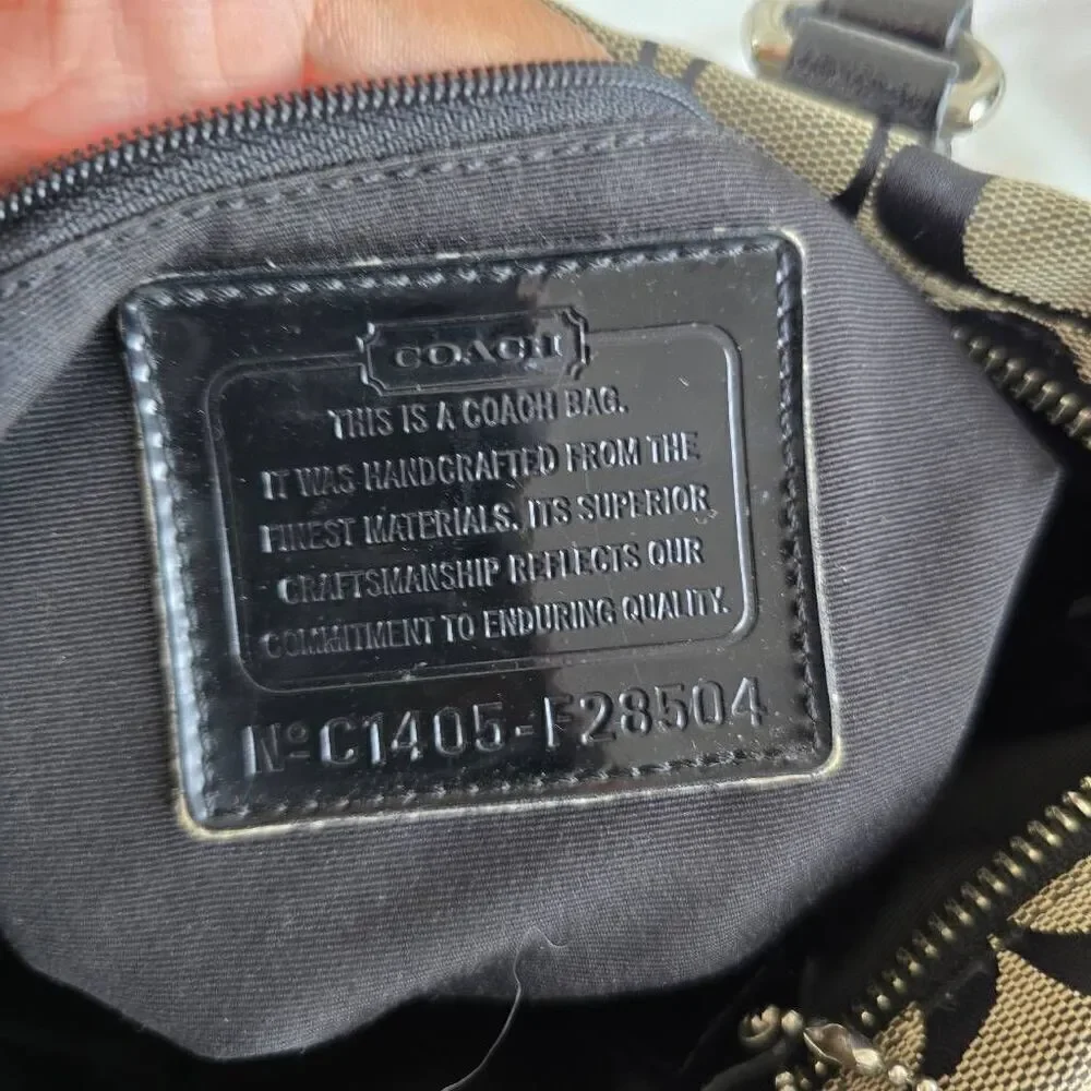 Coach NY Women's Medium‎ Black Gray Canvas Leather Strap Stylish Tote Handbag